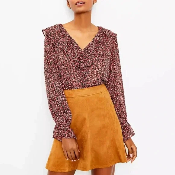 LOFT Faux Suede Seamed Skirt - NWT! - Picture 3 of 5